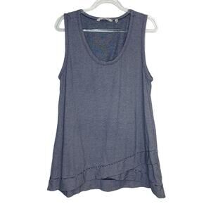 Soft Surroundings Womens Size Large Navy Blue Striped Waldport Tunic Tank Top